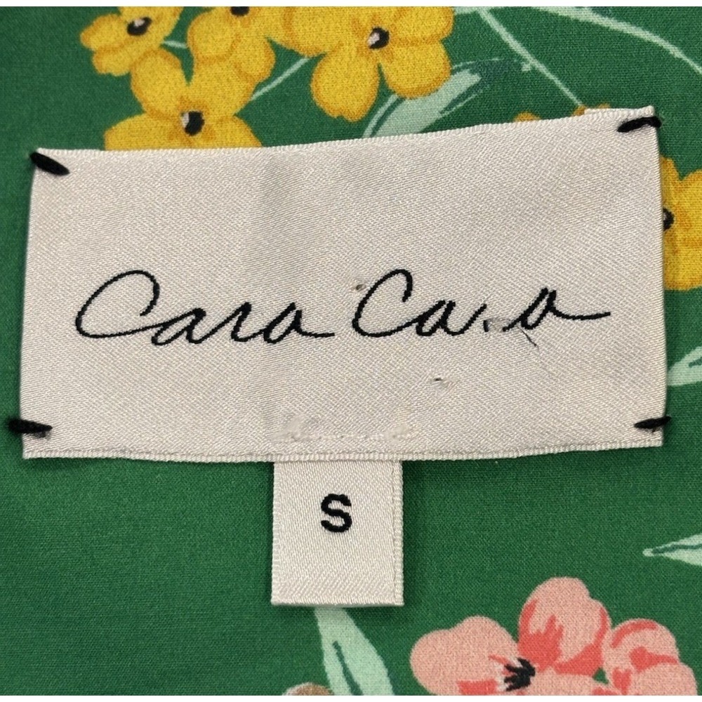 Cara Cara Edie One Shoulder Bow Mini Dress Punch Floral Green Sz Small - Picture 6 of 8